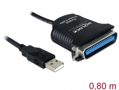 Cablu USB la paralel Centronics 36 pini 0.8m, Delock 82001