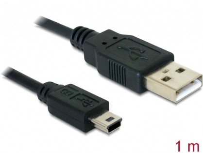 Cablu USB 2.0 la mini USB-B 5 pini T-T 1m, Delock 82273