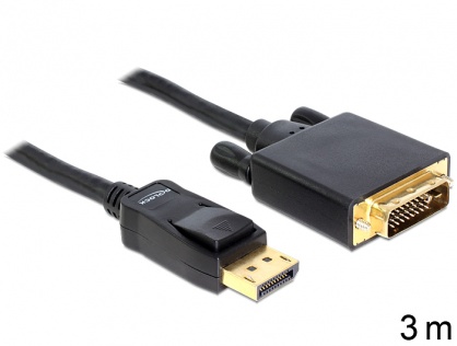 Cablu DisplayPort la DVI-D T-T ecranat 3m Negru, Delock 82592