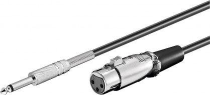 Cablu jack mono 6.35mm la XLR T-M 6m Negru, KJACKXLR01