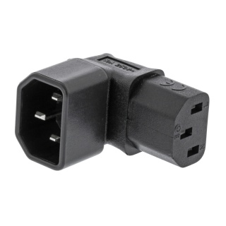 Conector de alimentare IEC320 C13 la C14 unghi 90 grade sus/jos Negru, PCGP1190BK