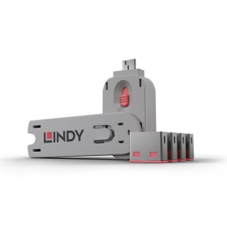 Sistem de blocare Port USB cheie + 4 incuietori Roz, Lindy L40450