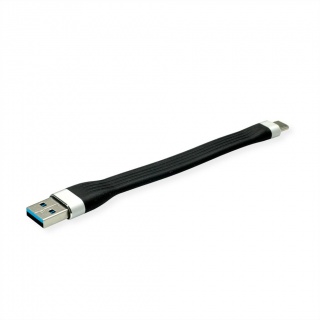 Cablu USB 3.2 Gen 1 A-C silicon 11cm Negru, Roline 11.02.9014