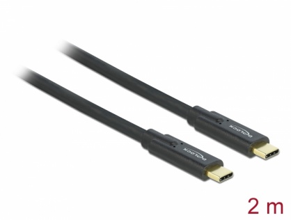 Cablu USB 3.1 Gen 1 (5 Gbps) Tip C la tip C T-T 2m 5A E-Marker, Delock 85527