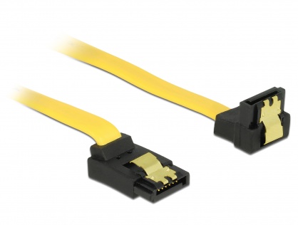 Cablu SATA III 6 Gb/s unghi sus-jos, clips metalic 20 cm, Delock 82819