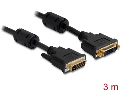 Cablu prelungitor DVI-I Dual Link 24+5pini ecranat 3m, Delock 83108