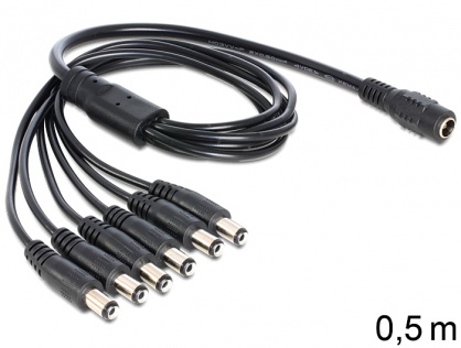 Cablu DC Splitter 5.5mm x 2.1 mm 1 x mama > 6 x tata, Delock 83289