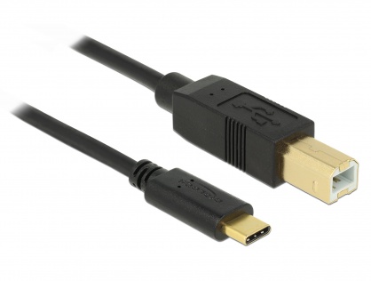 Cablu USB 2.0 tip C (host) la USB-B (device) 0.5m T-T Negru, Delock 83328