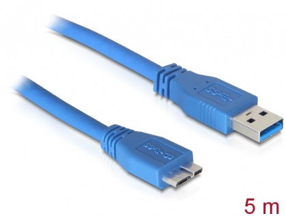 Cablu micro USB-B 3.0 la USB-A T-T albastru 5m, Delock 83502