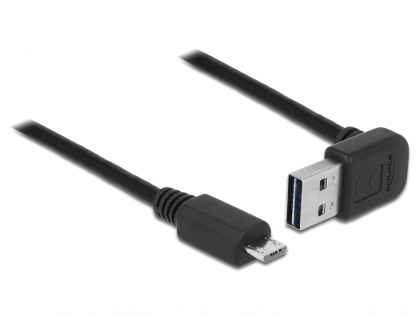 Cablu EASY-USB 2.0 tip A unghi sus/jos la micro USB-B T-T 5m Negru, Delock 83538