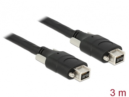 Cablu Firewire 9 pini la 9 pini cu suruburi 3m negru, Delock 83593