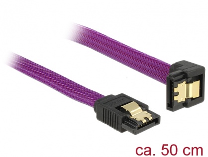 Cablu SATA III 6 Gb/s 50cm drept/unghi Premium, Delock 83696