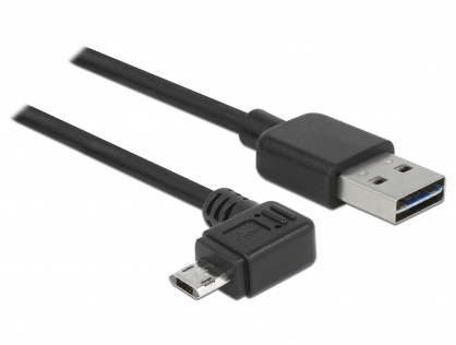 Cablu EASY-USB 2.0-A la EASY-Micro USB 2.0 unghi T-T stanga/dreapta 1m, Delock 83846