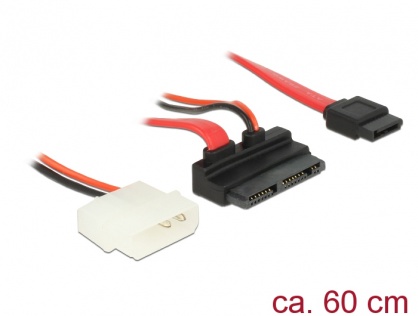 Cablu Micro SATA la SATA 7 pini + alimentare 2 pini unghi 5V 60cm, Delock 83912