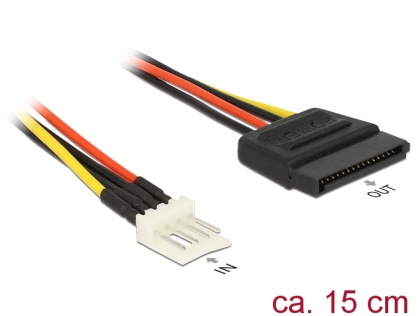 Cablu alimentare SATA 15 pini la 4 pini floppy M-T 15 cm, Delock 83918
