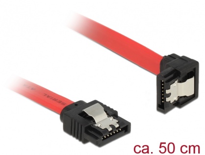 Cablu SATA III drept-unghi jos cu fixare 50cm, Delock 83979