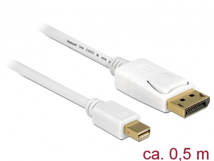 Cablu Mini Displayport la Displayport T-T Alb 4K 0.5m, Delock 83985