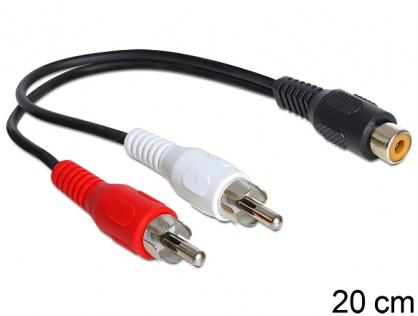 Cablu RCA la 2 x RCA M-T 0.2m, Delock 84495