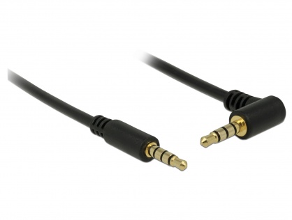 Cablu Stereo Jack 3.5 mm 4 pini unghi 3m T-T Negru, Delock 84742
