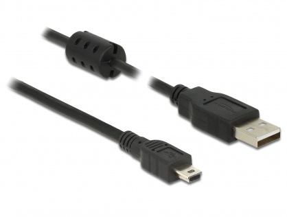 Cablu USB 2.0 la mini USB-B 5m Negru T-T, Delock 84916