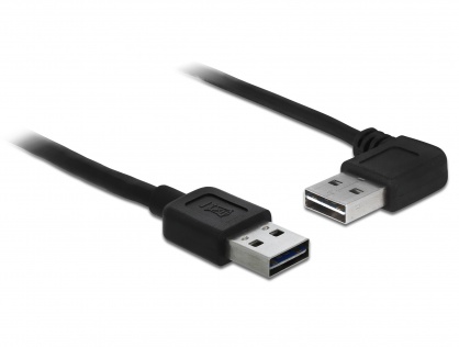 Cablu EASY-USB 2.0 tip A unghi stanga/dreapta T-T 0.5m Negru, Delock 85176