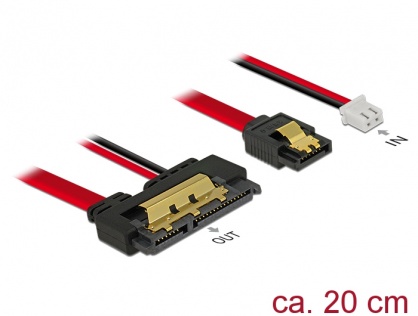 Cablu de date + alimentare SATA 22 pini 5V 6 Gb/s cu clips la Alimentare 2 pini + SATA 7 pini 20cm, Delock 85240