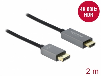 Cablu activ DisplayPort 1.4 la HDMI 4K@60 Hz (HDR) T-T 2m, Delock 85929