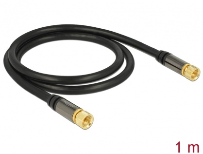 Cablu antena F Plug la F Plug RG-6/U 1m Negru, Delock 88918