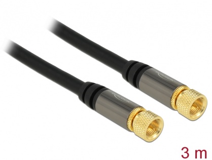 Cablu antena F Plug la F Plug RG-6/U 3m Negru, Delock 88920