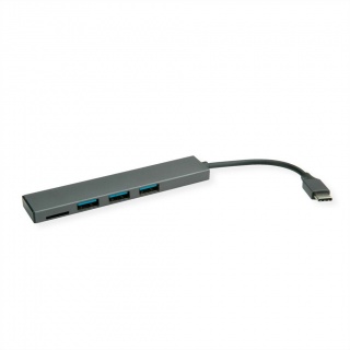 HUB ultra slim USB 3.2 Gen 1-C la 3 x USB-A + cititor carduri microSD, Roline 14.02.5051