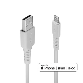 Cablu date si incarcare USB la Lightning MFI 2m Alb, Lindy L31327