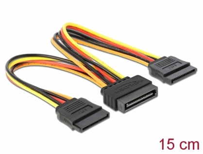 Cablu de alimentare SATA la 2 x SATA 12V T-M 15cm, Delock 60143