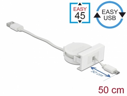 Cablu micro USB-B 2.0 la USB-A retractabil pentru modul Easy 45, Delock 81319