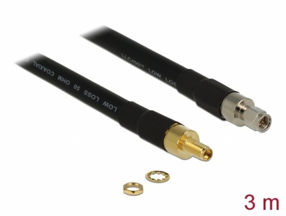 Cablu antena SMA plug la SMA jack CFD400 LLC400 3m low loss, Delock 13007