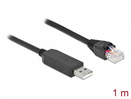 Cablu USB la serial RS-232 RJ45 (pentru router Cisco) T-T 1m, Delock 64160