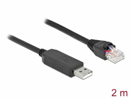 Cablu USB la serial RS-232 RJ45 (pentru router Cisco) T-T 2m, Delock 64161