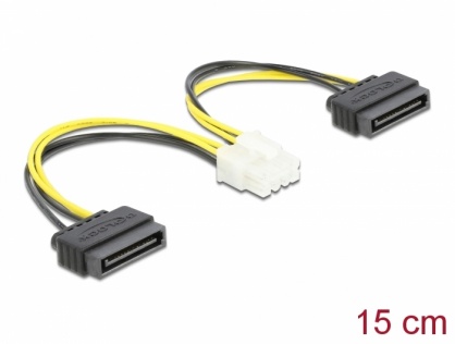 Cablu de alimentare 8 pini EPS la 2 x SATA 15cm, Delock 83020