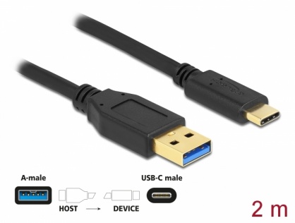 Cablu USB 3.2-A Gen1 la USB type C T-T 2m, Delock 84004
