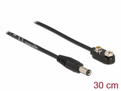 Cablu DC 5.5 x 2.1mm pentru baterie 9V 30cm, Delock 86697