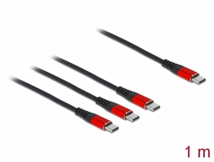 Cablu de incarcare USB-C la 3 x USB-C T-T 1m, Delock 86713