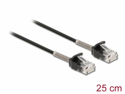 Cablu de retea RJ45 UTP Cat.6A cu protectie la indoire 0.25m Negru, Delock 87014