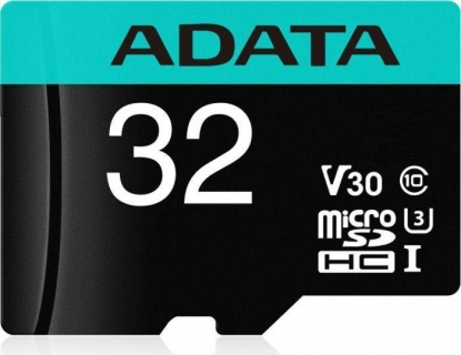 Card de memorie micro SDHC Premier Pro 32GB clasa 10 UHS-I U3 + adaptor SD, ADATA AUSDH32GUI3V30SA2-RA1
