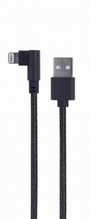 Cablu de date si alimentare USB la iPhone Lightning unghi 0.2m Negru, Gembird CC-USB2-AMLML-0.2M