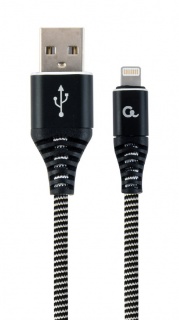 Cablu date + incarcare USB la iPhone Lightning Premium 2m Negru/Alb, Gembird CC-USB2B-AMLM-2M-BW