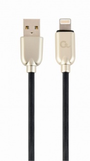 Cablu USB 2.0 la iPhone Lightning Premium 2m Negru, Gembird CC-USB2R-AMLM-2M