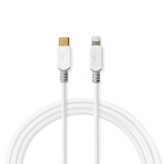Cablu USB 2.0 type C la Lightning T-T 3m Alb, Nedis CCBP39650WT30