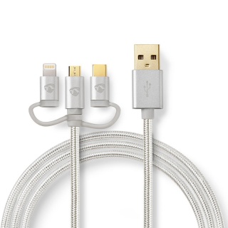 Cablu de date si incarcare 3 in 1 USB la micro USB + adaptor Lightning/USB type C 1m, CCTB60620AL10