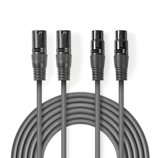 Cablu audio prelungitor 2 x XLR la 2 x XLR T-M 5m, Nedis COTH15030GY50