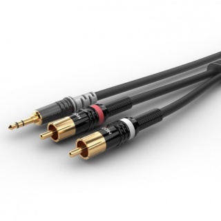 Cablu audio jack stereo 3.5mm la 2 x RCA T-T 0.9m, HBP-3SC2-0090