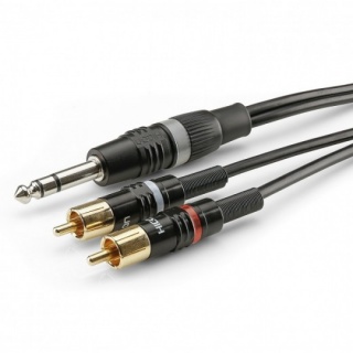 Cablu audio jack stereo 6.35mm la 2 x RCA T-T 6m, HBP-6SC2-0600